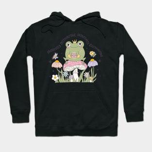 Charming Introverted Frog with Crown and Mushrooms Hoodie